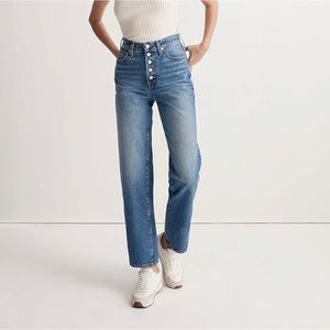 NWT Madewell 30 Tall Perfect Vintage Straight Jean in Becker Wash Button-Front